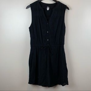 GAP Black Eyelet Sleeveless Dress Drawstring Waist